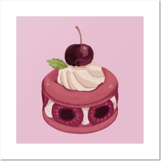 Cherry macaron Posters and Art